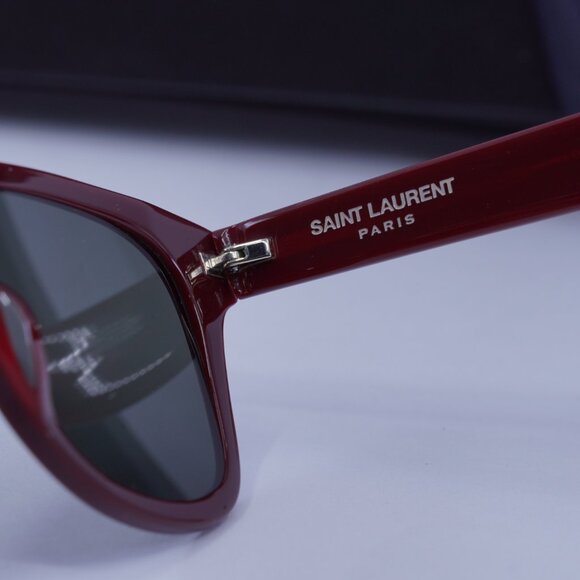 Saint Laurent SL 51 B SLIM 004 Square Sunglasses - Burgundy/Grey - Picture 6 of 8
